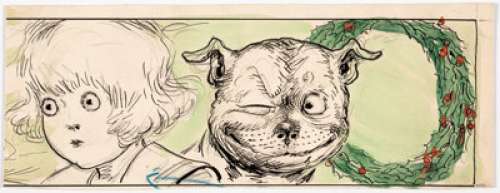 Richard Outcault - Buster Brown Christmas Illustration Original Art (c. 1910s).... | Heritage