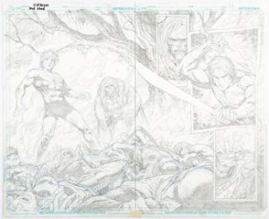 Tyler Kirkham Red Hood and the Outlaws #18 Double Page Spread 12-13 Original Art (DC, 2013). Jason Todd -
