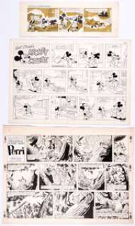 Mickey Mouse and Perri Related Comic Strips Original Art Group of 3 (King Features/Walt Disney, 1957-72). Includes - | Heritage