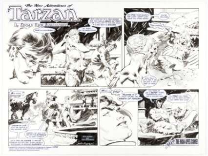 Tom Grindberg New Adventures of Tarzan Sunday Comic Strip Original Art #3732 (Edgar Rice Burroughs Inc., 2014). To - | Heritage