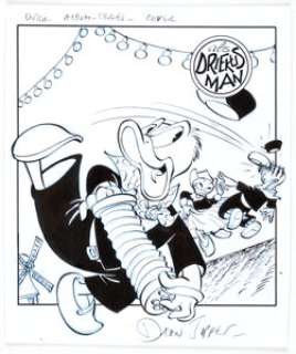 Daan Jippes Donald Duck Als Driekus Man #64 Album Cover Original Art (c. 1980s). This cover for a Dutch -