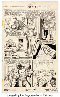 Matt Baker Fight Comics #50 Story Page 4 Original Art (Fiction House, 1947). A knock-out page of drama surrounding - | Heritage