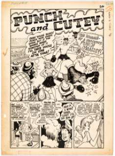 Joe Beck And Otto Eppers | Punch Comics #15 Complete 6-Page Story Punch and Cutey Original Art (Chesler, 1945).... (Total: 6 Original Art) | Heritage