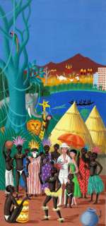 Raymond Peynet pour Air France. Illustration originale polychrome représentant l’Afrique.... | 68 Art Auction