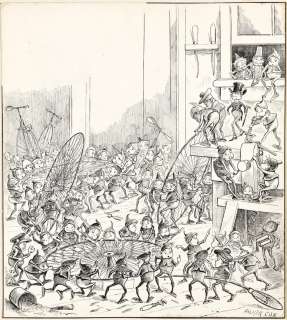 PALMER COX (1840-1924) ". . . and soon the bicycles they sought / From every room and bench were brought" | Swann Galleries