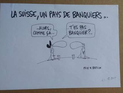 Mix & Remix | Dessin original  - Infrarouge les banquiers suisses  - (2005) | Catawiki
