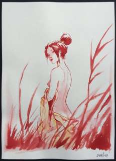 Jung | Aquarelle rouge  - Jeune femme Ã  la baignade  - (2009) | Catawiki