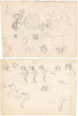 Modeste Et Pompon | Lot 398 - Crayonnés préparatoires recto/verso à la mine… | AZ auction