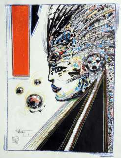 DRUILLET Philippe  - Grande illustration Profil féminin  - Technique mixte signée [...] | Vermot et Associés