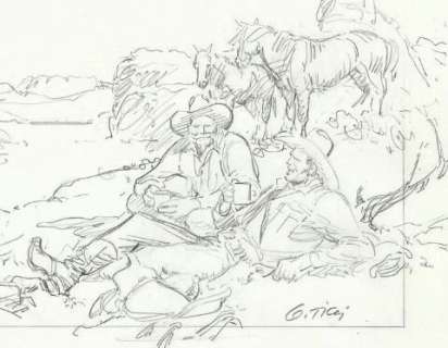 Ticci, Giovanni | original illustration "Tex Willer e Kit Carson al bivacco" | Catawiki