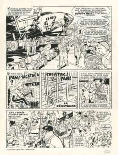 Spirou et Fantasio - Le groom vert de gris Encre de Chine sur papier pour la planche... | Tessier Sarrou