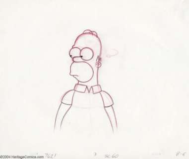 The Simpsons Preliminary Animation Original Art (undated). These two drawings feature father and son -- Homer and - | Heritage