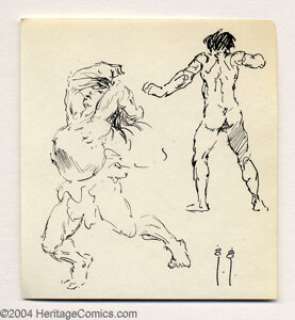 Frank Frazetta - Two Raging Figures Sketch Original Art (undated). This sketch features two finely detailed figure - | Heritage