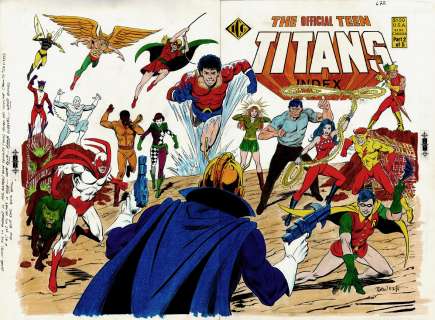 Chuck Patton, Tom Yeates - Official Teen Titans Indexâ #2 Wraparound Double Cover (17 Titans Face Off Against a Super Villain!) 1985