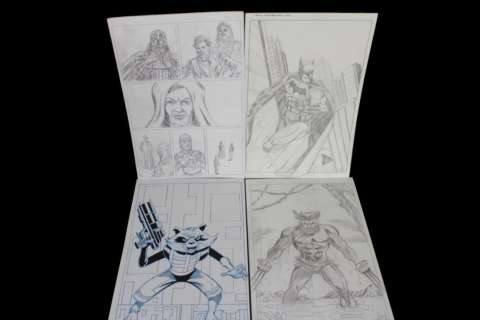 Original comic art drawing Batman Star Wars 4 Page lot | misc / divers
