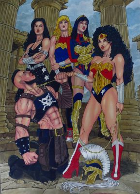 Rick Waekmann | Wonder Woman and Amazons Original Art, by Rick Waekmann 11" x 17" | Raremarq (Buy It Now)