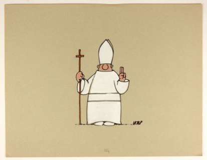 * LOUP Jean-Jacques Le pape Dessin réalisé sur le plateau de TF1, pour l’émission... | Vermot et Associés