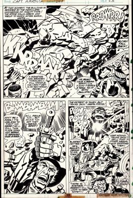 Frank Giacoia, Jack Kirby | Captain America #203 P 23 Semi-Splash (Captain America & Texas Jack Muldoon Battle Giant Rock Monster!) 1976 | Romitaman
