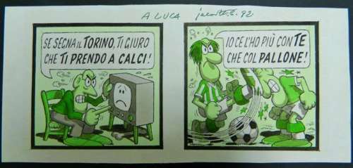 Benito, Jacovitti - original colour cartoon on soccer (1992) | Catawiki