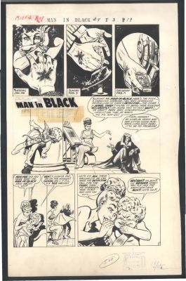 Bob Powell | Awesome Bob Powell 1958 Man in Black Splash - Mythological Characters Conspire: Fate, Arachne, Venus, Cupid -Large Art Issue Man in Black #4 Page 1 | Koch Comic Art