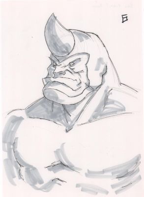Unknown Artist? | The Rhino (Spider-Man) Pencil & Ink Sketch - Signed | Anthony’s Comic Book Art