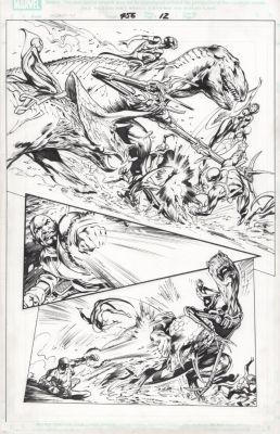 Davis, Alan - Uncanny X-Men #456 Semi-Splash Pg 12, X-Men And Mutant Dinosaurs | Cool Lines Art