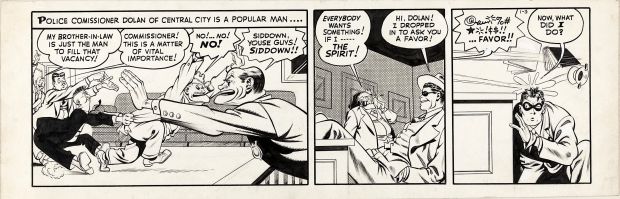 Jack Cole | Cole, Jack / Lou Fine - Spirit Daily 1/3 1943? the Spirit Finds Dolan in a Bad Mood | Cool Lines Art