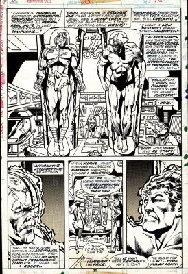 Klaus Janson Rich Buckler | Astonishing Tales #35 P 30 Semi-Splash (Deathlok’s Powers Being Transferred To Evil Major Simon Ryker’s Body!) 1976 | Romitaman
