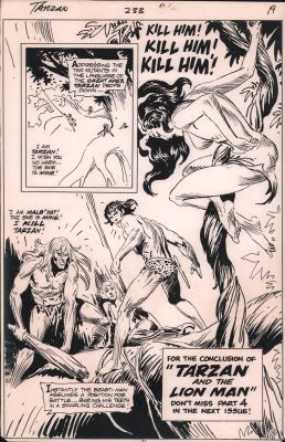 Vintage Stats And Production Art | Tarzan #233 P.18 - End Page Splash - Vintage Joe Kubert Stat - 1974 | Anthony’s Comic Book Art
