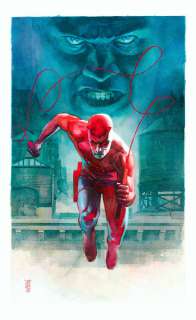 Alex Maleev - Daredevil and the kingpin painting for an upper deck poster - la - 2018 signed