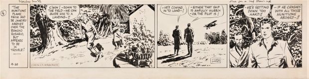 Noel Sickles | Sickles, Noel - Scorchy Smith Daily 9/29 1936 - Scorchy Sees Plane in Jungle | Cool Lines Art