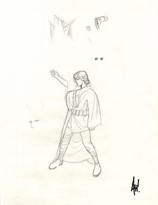 Adam Hughes | 1993 Sketch Book 11" X 14" Luke Skywalker & Partial Leia Character Designs, with Photo of Adam Hughes Signing Actual Artwork! | Romitaman