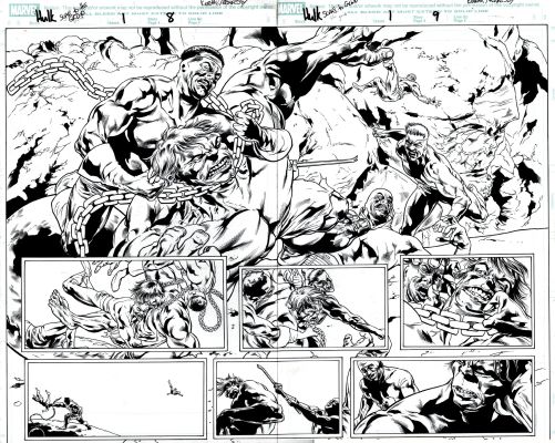 Drew Hennessy, Steve Kurth - Hulk: Let the Battle Begin #1 P 8-9 Dps (Hulk Battles Entire Wrecking Crew: Wrecker; Thunderball; Piledriver; Bulldozer!) 2010