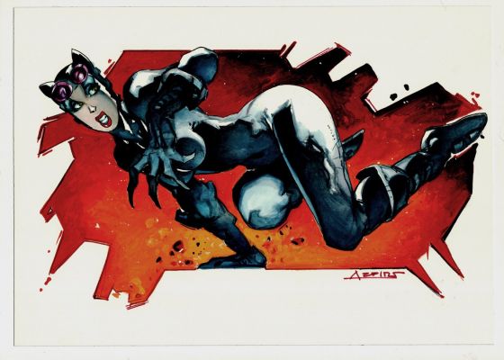 Alfonso Azpiri | Cat Woman Very Sexy Finished Painting | Romitaman