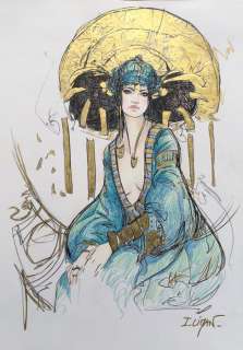 Liman, Ingrid - Dessin original Ã  la feuille d’or - Femme et Art Nouveau | Catawiki