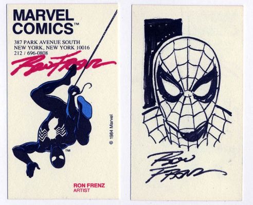 Ron Frenz | 1984 Ron Frenz Marvel Business Card, with Spiderman Remarque (B) | Catskill Comics