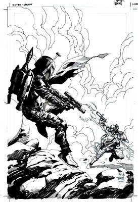 Ramon Bachs | Star Wars: War of the Bounty Hunters Alpha #1 Cover (Great Boba Fett Battle Cover!) 2021 | Romitaman