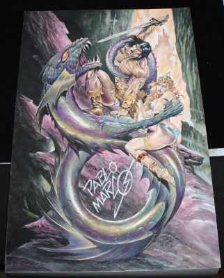 Pablo Marcos | Conan Vs Serpent Large Painted Art - Signed | Anthony’s Comic Book Art