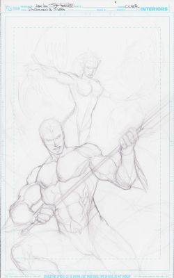 Joe Prado | Aquaman & Mera Cover Sketch - Signed | Anthony’s Comic Book Art