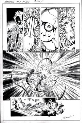 John Dell, Mark Bagley | Deadpool: Assassin #1 P 26 (Deadpool All Out Battle Page!) 2018 | Romitaman