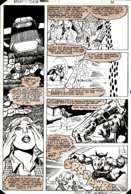 Luke McDonnell, Vince Colletta | Thor Annual #9 P 23 (Thor Throwing Hammer, Sif, Jane Foster, Goddess Umar, Furry Beasti!) 1981 | Romitaman