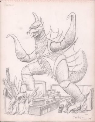 Dave Cockrum | Gigan (Godzilla) Aurora Model Kit Design Art - Signed - 1975 | Anthony’s Comic Book Art