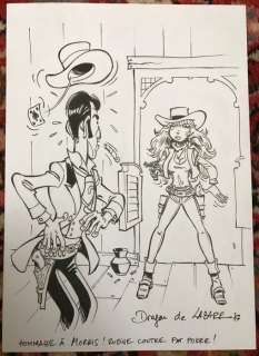 De Lazare, Dragan - Dessin original - Rubine contre Pat Poker! - Hommage Ã  Morris - (2017) | Catawiki