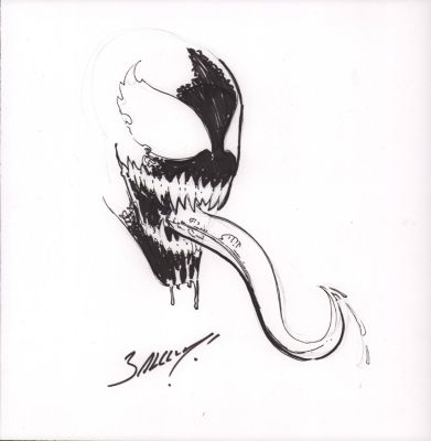 Mark Bagley | Venom Tongue Out Head Commission - Signed | Anthony’s Comic Book Art