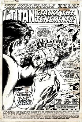 Herb Trimpe, John Severin | Incredible Hulk #131 P 1 Splash (John Severin Inks! Early Title Splash From the Classic Hulk & Iron Man Battle Story!) 1970 | Romitaman