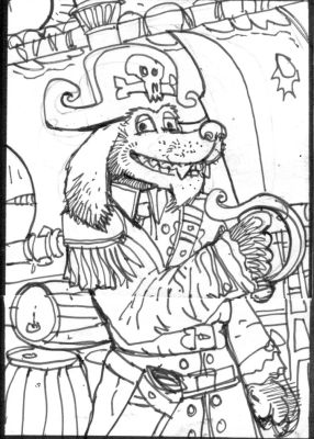 Simon Bisley – Salty Dogs Card art – Ink – Captain Salty | Berserker Art