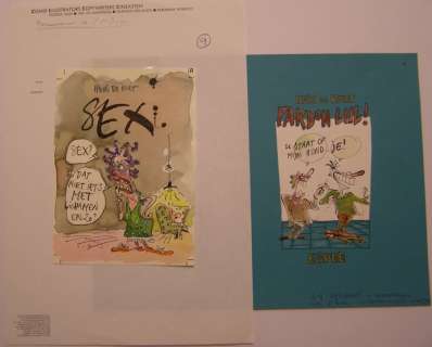 De Kort, Hein - Originele cover + originele inkleuring - Pardon Lul - Formaat: 15 x 21 cm. + 21 x 29,7 cm. - (1984) | Catawiki