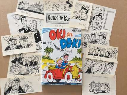 Voges, Carol - 13 Originele tekeningen - Oki en Doki in het vreemde land - Formaat: 4,5 x 8 cm. tot 16 x 10,7 cm. | Catawiki