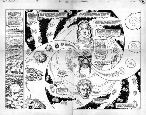 Rick Veitch | Veitch, Rick - Swamp Thing #75 Larger Pgs 20, 21 Double Splash, Alien Black Hole - Swamp Thing Abby & Constantine | Cool Lines Art