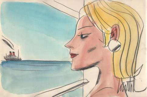 Loustal - Dessin original en couleur - Femme | Catawiki